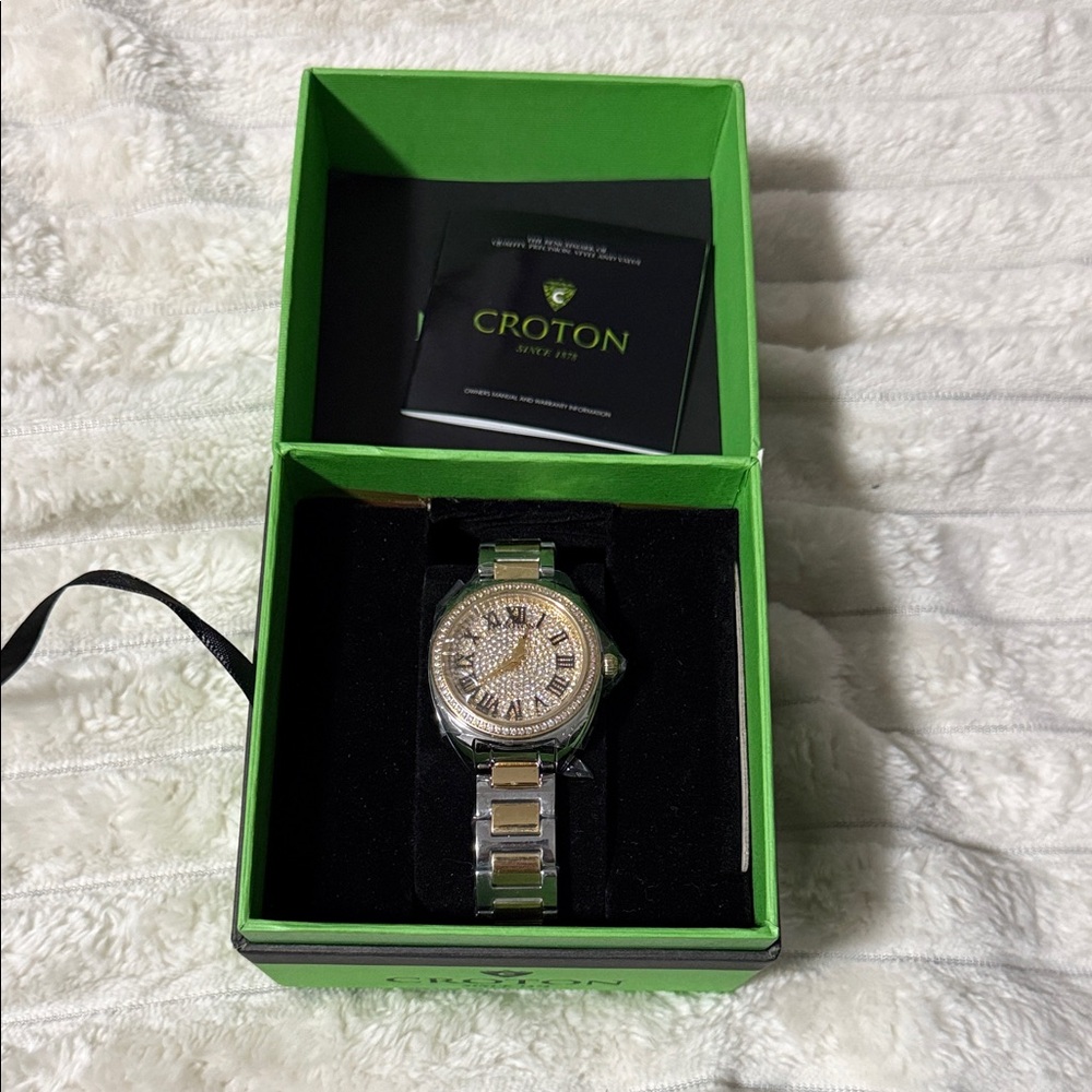 Croton Two-Tone Silver and Gold Timepiece Swiss Quartz